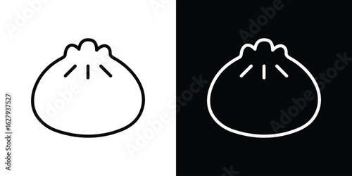 Dumpling icon graphic, editable stroke. Suitable for website design, logo, app, template, and ui ux.