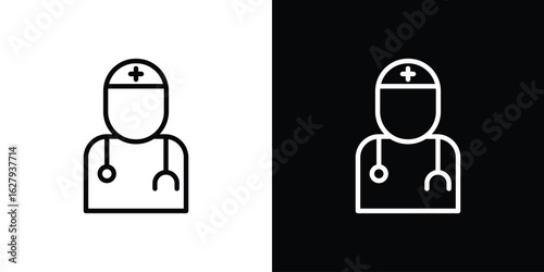 Doctor icon graphic, editable stroke. Suitable for website design, logo, app, template, and ui ux.