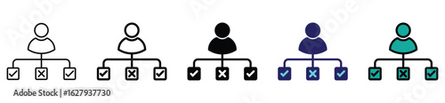 User Role Access Levels Icon Set – Check and Cross Permission Hierarchy Concept Illustration