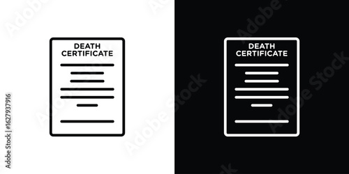 Death certificate icon graphic, editable stroke. Suitable for website design, logo, app, template, and ui ux.