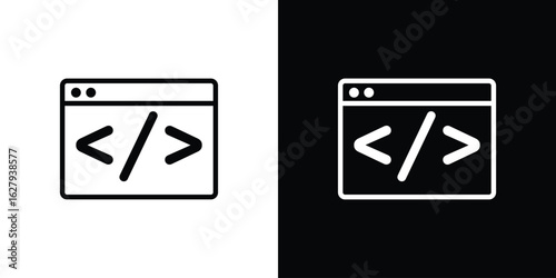 Coding icon graphic, editable stroke. Suitable for website design, logo, app, template, and ui ux.