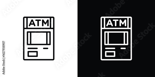 Cash Machine icon graphic, editable stroke. Suitable for website design, logo, app, template, and ui ux.