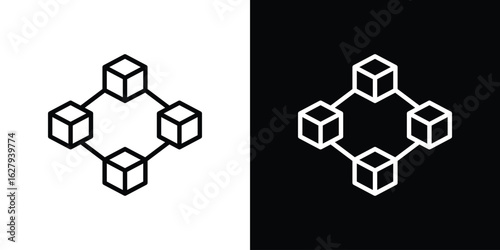 Blockchain technology icon graphic, editable stroke. Suitable for website design, logo, app, template, and ui ux.