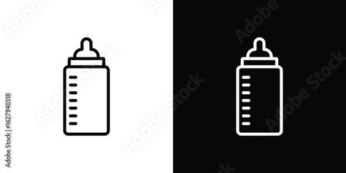 Baby feeding bottle icon graphic, editable stroke. Suitable for website design, logo, app, template, and ui ux.