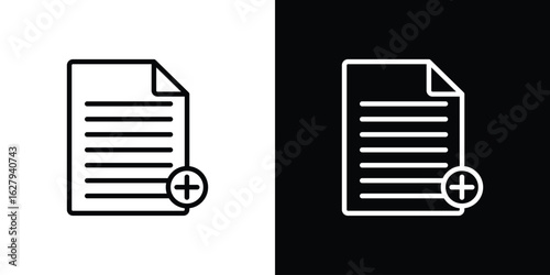 Add new document icon graphic, editable stroke. Suitable for website design, logo, app, template, and ui ux.