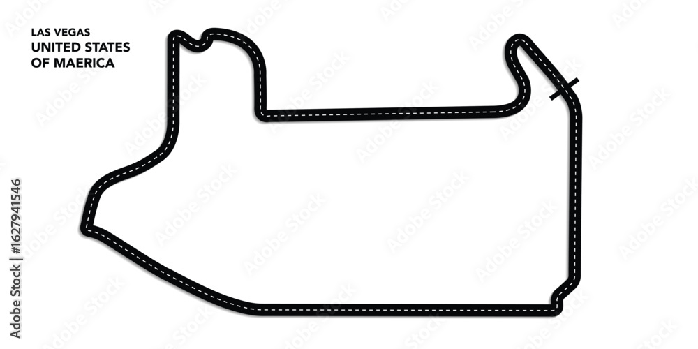 Obraz premium F1 las Vegas Grand Prix America USA Circuit Vector for moto GP & autosport, Wavy road course with curves and speed path. Top view of race track. vector illustration isolated transparent background. 
