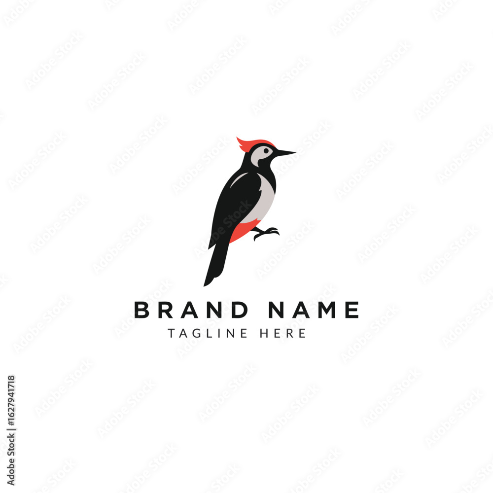 Obraz premium Stylish Woodpecker Logo Design for Branding and Creative Business Ventures Represents Nature and Wildlife Conservation Effort