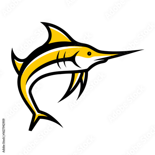 Yellow marlin fish isolated on white background