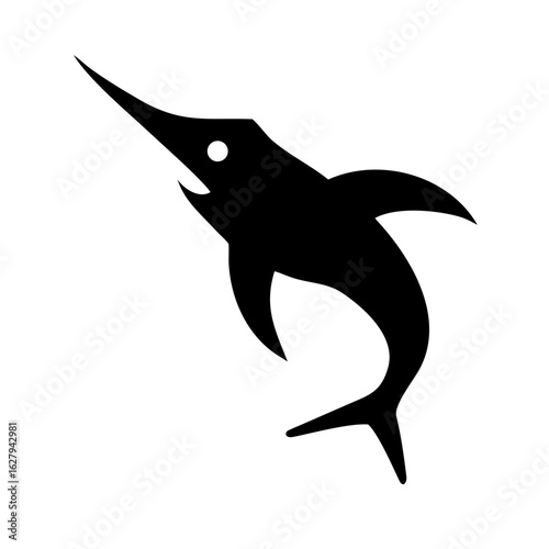 Swordfish silhouette isolated on white background