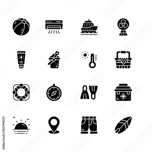 Check out our premium set of summer vacation glyph icons