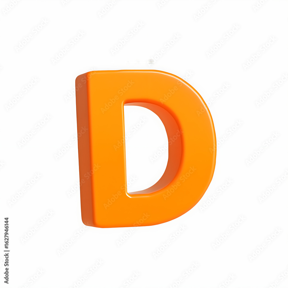 3D Orange Letter D on White Background 3D Orange Letter D on White Background