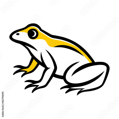 Stylized illustration of a yellow and white frog isolated on white background
