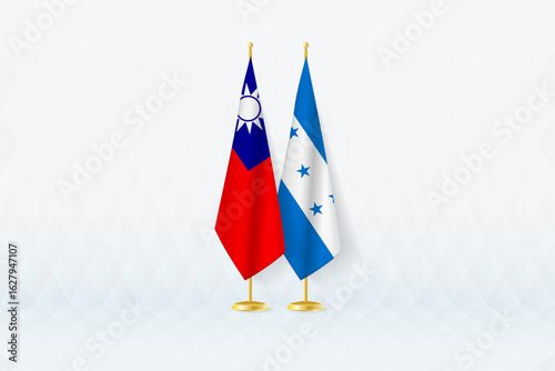 Taiwan and Honduras Flags Side by Side, Symbol of International Partnership.