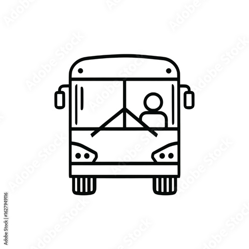 Front View Bus Icon Outline Illustration