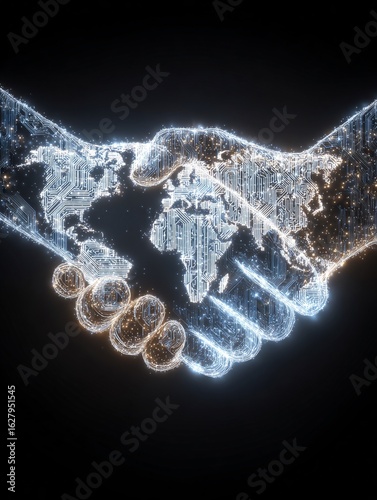 Collaborazione Globale: Rappresentazione Astratta di una Stretta di Mano