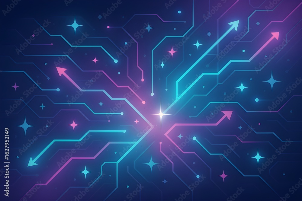 Fototapeta premium Rising Arrow Technology Circuit Background – Futuristic Growth and Innovation Concept for PPT