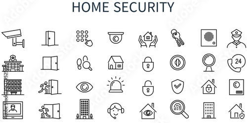 Home Security and Surveillance Vector Icon Set


