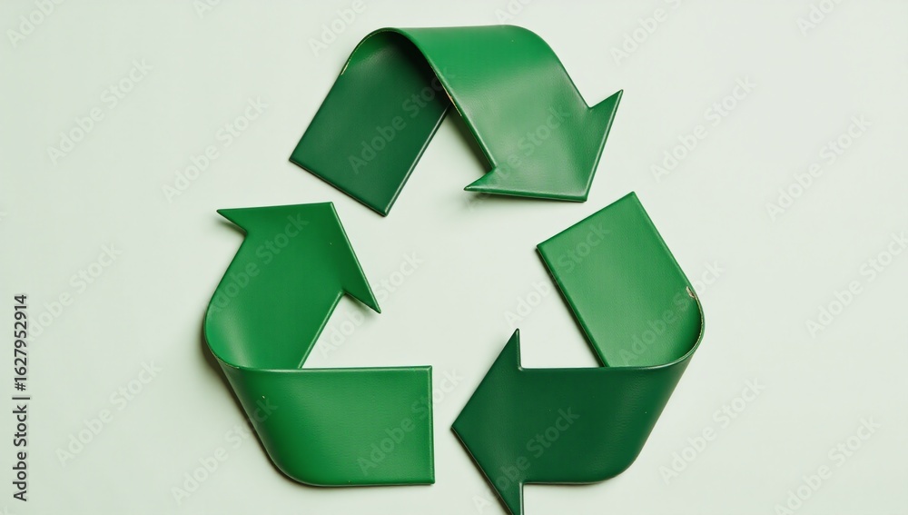 Fototapeta premium Abstract image crafted from recycled materials featuring an iconic green element to promote environmental awareness