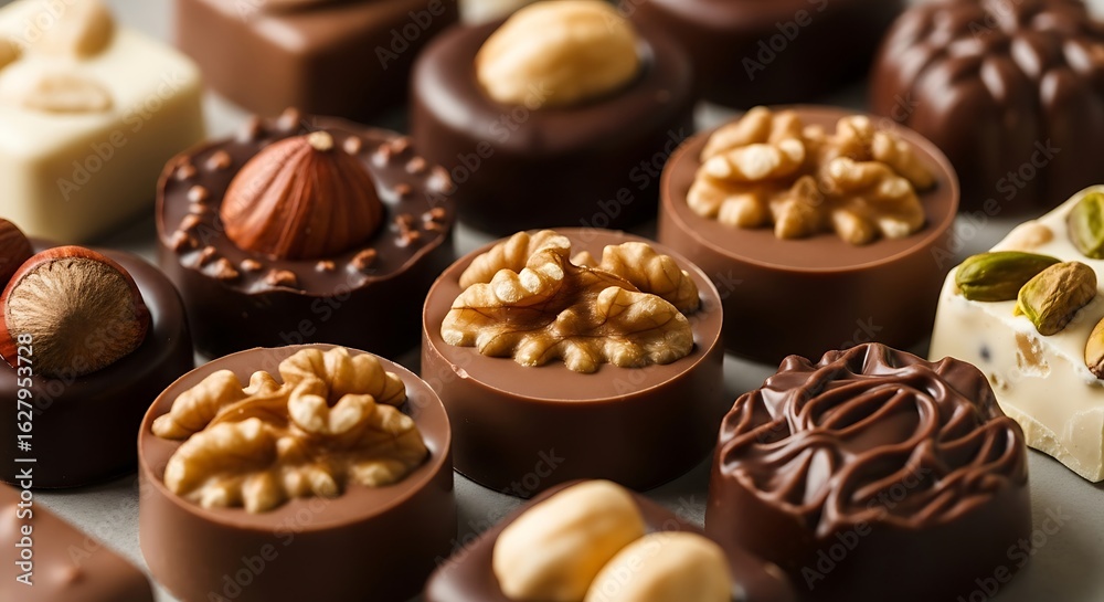 Assorted Gourmet Chocolates with Nuts: A Delightful Selection of Fine Confections Assorted Gourmet Chocolates with Nuts: A Delightful Selection of Fine Confections