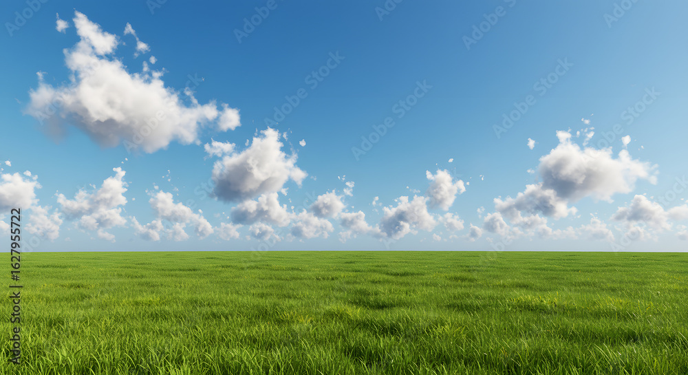Obraz premium Green Meadow under Blue Sky