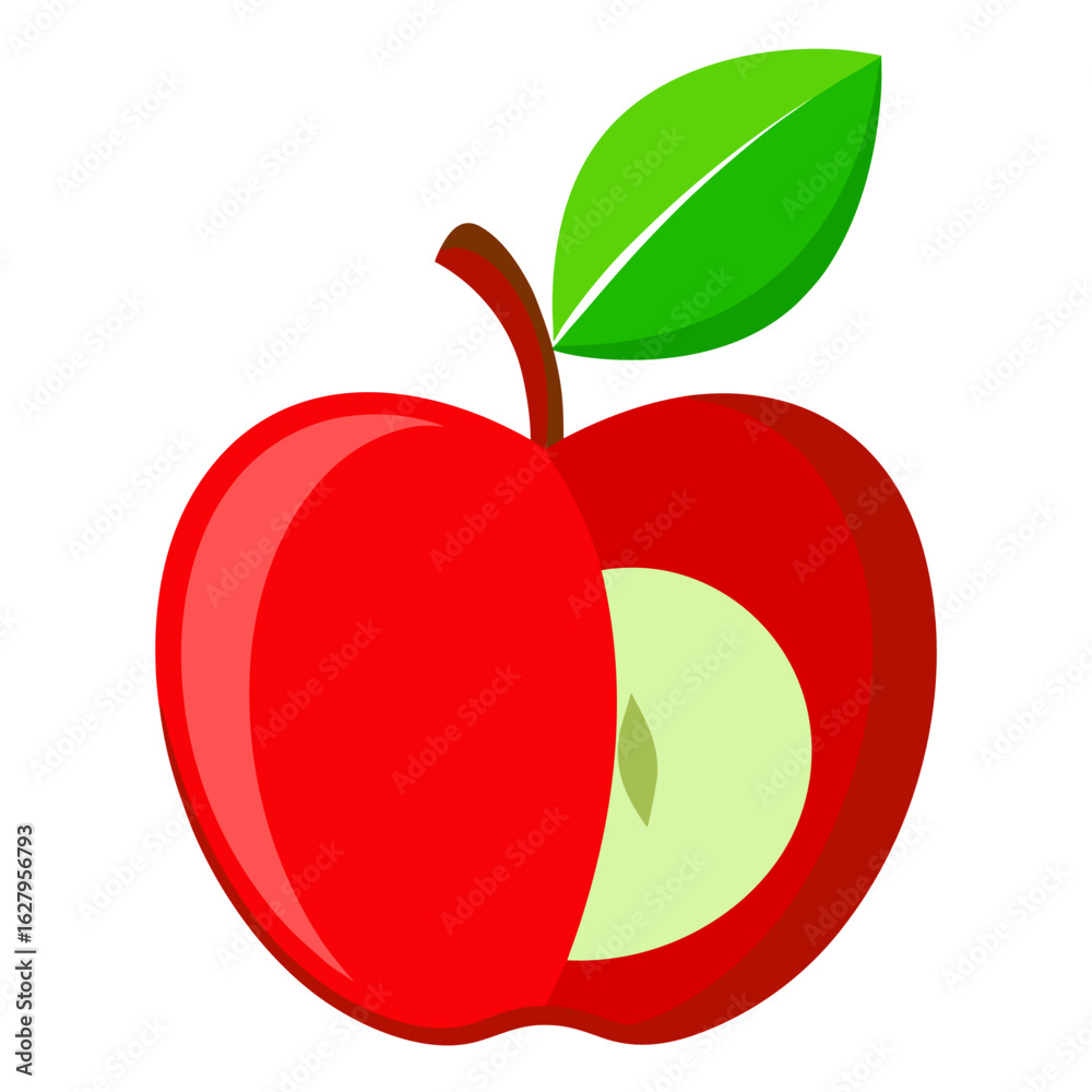 Fototapeta premium red apple with leaf