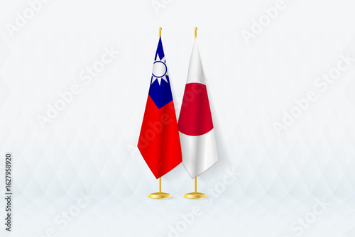 Taiwan and Japan Flags Side by Side, Symbol of International Partnership.