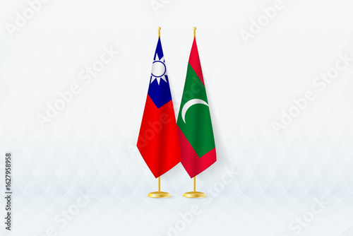 Taiwan and Maldives Flags Side by Side, Symbol of International Partnership.
