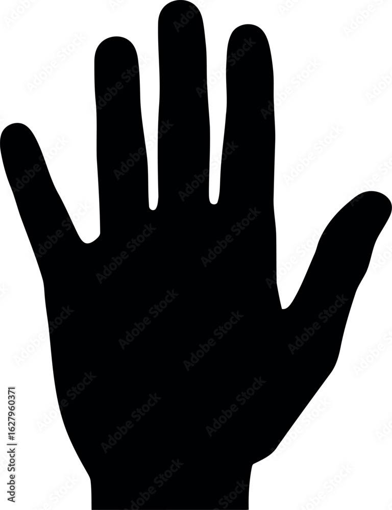 Obraz premium Black hand silhouette open palm five fingers