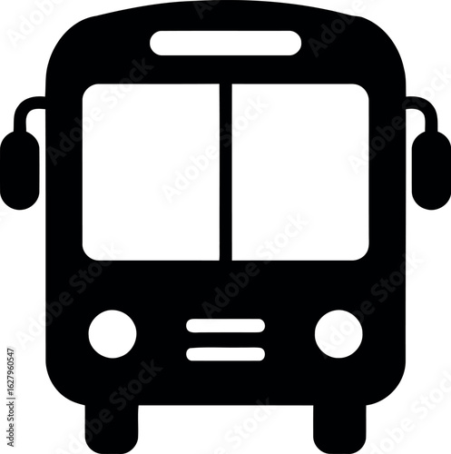 Black bus icon front view