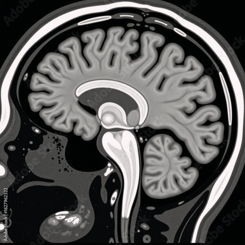 Ok CT scan of a brain in closeup view