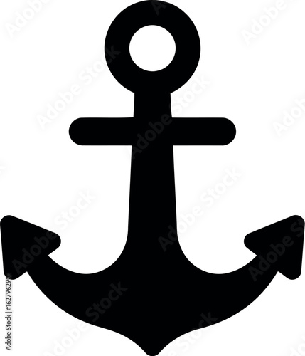 Black anchor icon nautical symbol marine vector