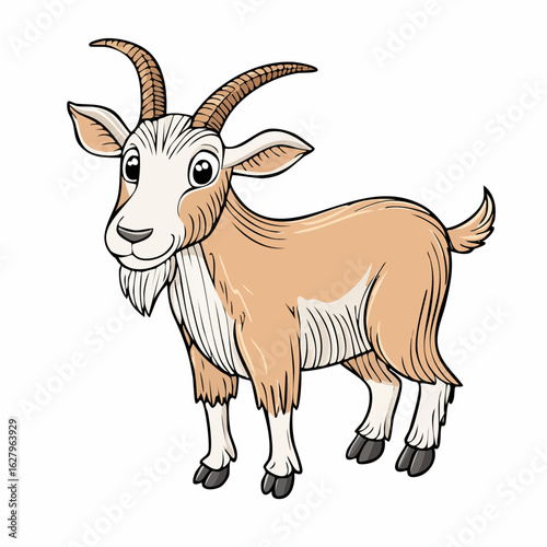 Cartoon Goat Illustration: A charming depiction of farm life and animal character