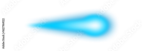Blue energy ball or beam, laser light beam on transparent background.