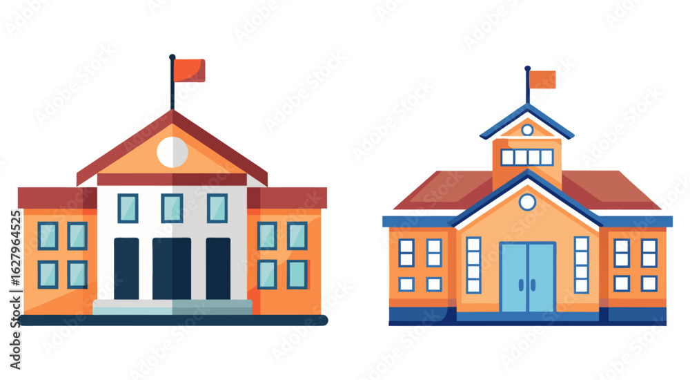 Flat coloured school building vector illustration design Flat coloured school building vector illustration design
