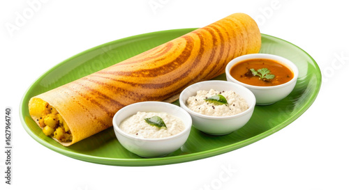 delicious masala dosa with sambar and chutney south indian cuisine