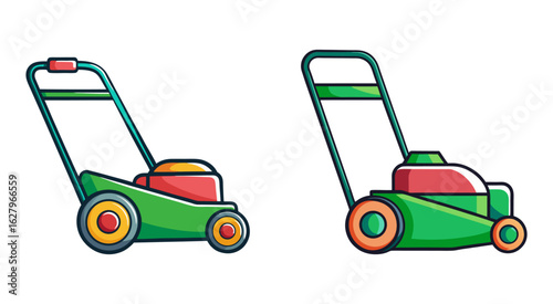 Flat lawn machine vector illustration design