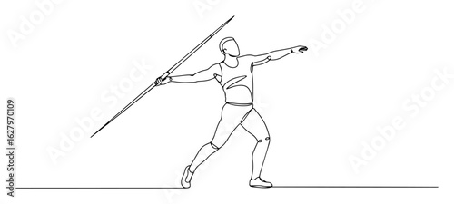 javelin throw athlete vector line sketch