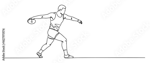 discus thrower athletics vector line drawing
