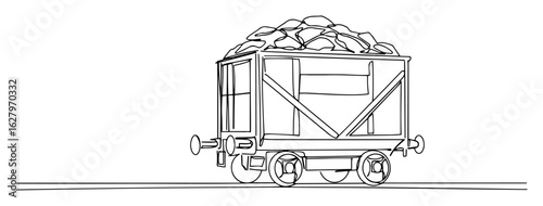 vector illustration of coal mining cart outline