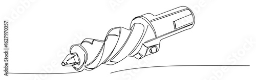 continuous one line drawing of a heavy duty drill bit