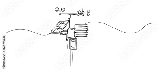 continuous line weather station instrument vector illustration
