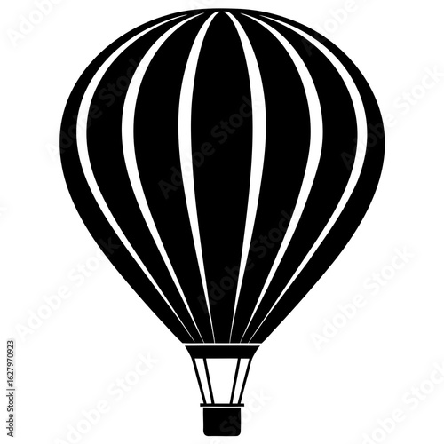 Black hot air balloon silhouette white vector