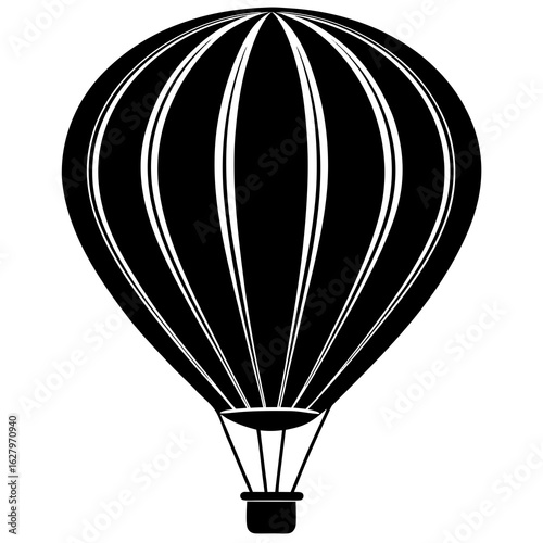 Black hot air balloon with white stripes silhouette