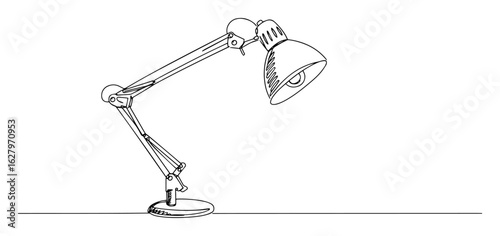 one continuous line drawing of an adjustable architect desk lamp