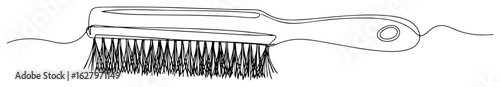 continuous one line drawing of a scrubbing brush with handle