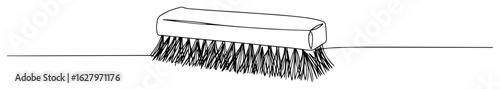 continuous one line drawing of a scrubbing brush