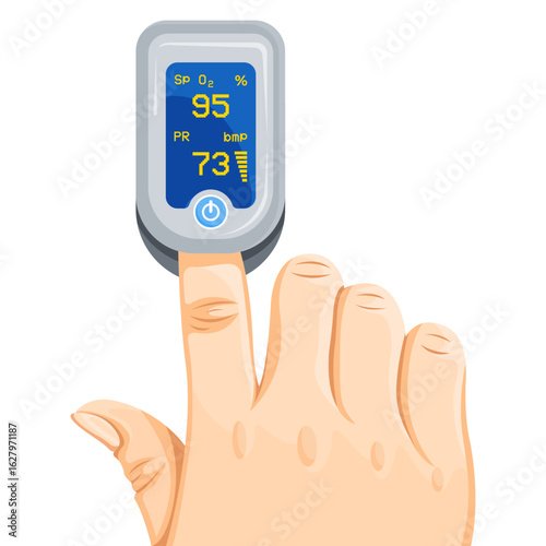 illustration using an oximeter on the hand