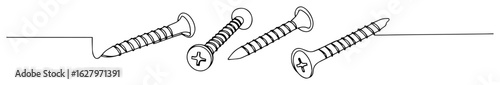 continuous line row of screws hardware vector illustration