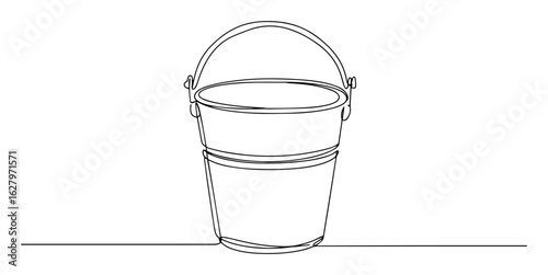empty plastic bucket vector line drawing