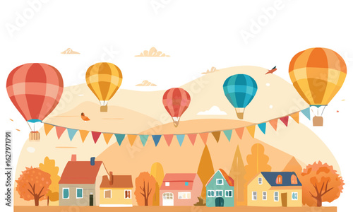 A colorful hot air balloon vector illustration takes to the sky, a perfect design for your next adventure